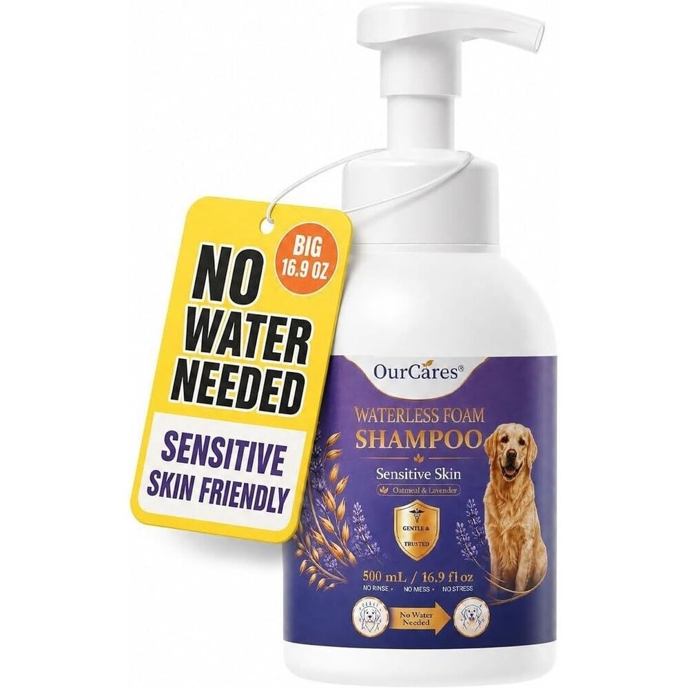 Dog Dry Shampoo 16.9oz Waterless No Rinse Foam Oatmeal Sensitive Skin Lavender
